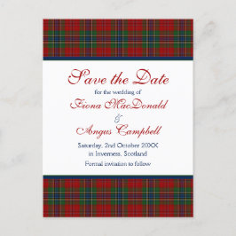 Scottish McLean MacLean Tartan Wedding Rette ein D Ankündigungspostkarte