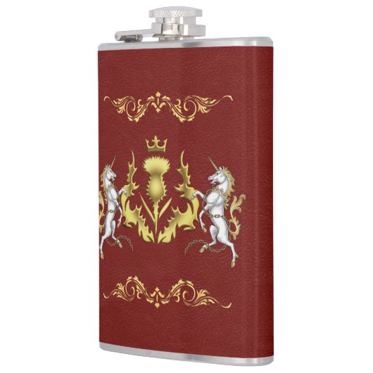 Scottish Personalisiert Gold Thistle Red Flachmann (Links)