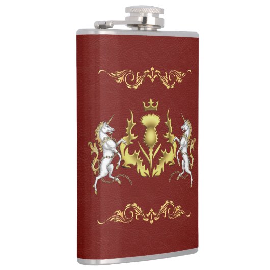 Scottish Personalisiert Gold Thistle Red Flachmann (Rechts)