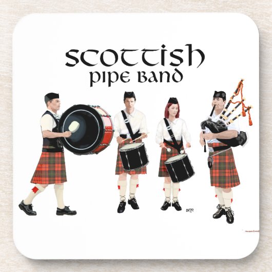 Scottish Pipe Band - Red Kilts Untersetzer (Vorderseite)