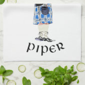 Scottish Piper - Blue Kariert Geschirrtuch (Gefaltet)