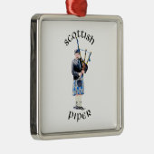 Scottish Piper - Blue Kariert Ornament Aus Metall (Rechts)