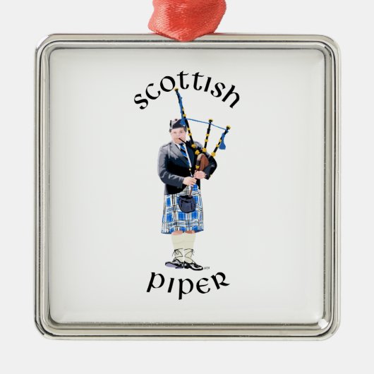 Scottish Piper - Blue Kariert Ornament Aus Metall (Vorne)
