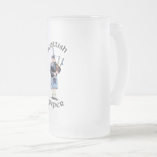 Scottish Piper - Blue Mattglas Bierglas (VorderseiteRechts)