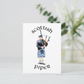 Scottish Piper - Blue Postkarte (Stehend Vorderseite)