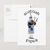 Scottish Piper - Blue Postkarte (Vorne/Hinten)