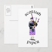 Scottish Piper - Lila Postkarte (Vorne/Hinten)