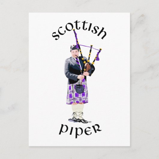 Scottish Piper - Lila Postkarte (Vorderseite)