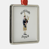 Scottish Piper - Tan Kariert Silbernes Ornament (Rechts)