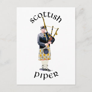 Scottish Piper - Tan Kilt Postkarte