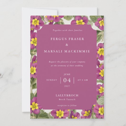 Scottish Primrose Botanical Pattern Invitation Einladung (Vorderseite)