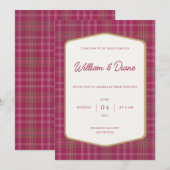 Scottish Primrose Tartan Invitation Einladung (Vorne/Hinten)