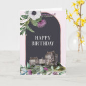 Scottish Purple Flowers Schloss Birthday Karte (Gelbe Blume)