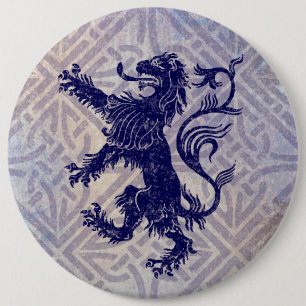 Scottish Rampant Lion Navy Blue Celtic Knot Button