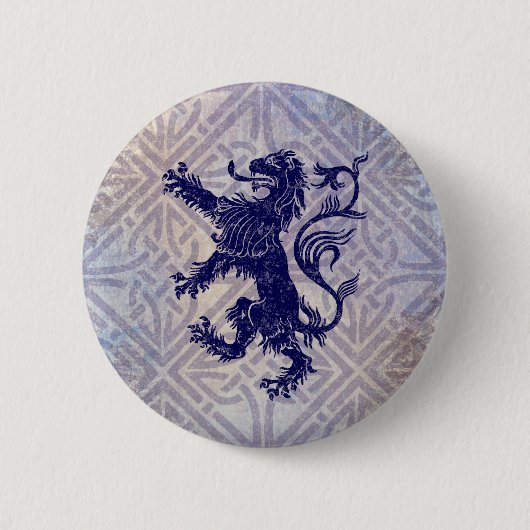 Scottish Rampant Lion Navy Blue Celtic Knot Button (Vorderseite)