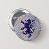 Scottish Rampant Lion Navy Blue Celtic Knot Button (Vorne & Hinten)
