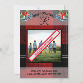 Scottish Ramsay Clans Red Black Tartan Xmas Card Feiertagskarte