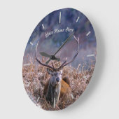 Scottish Red Deer Stag Große Wanduhr (Winkel)