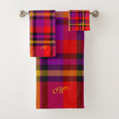 Scottish Red Lila Orange Tartan Kariert Pattern Badhandtuch Set (Insitu)