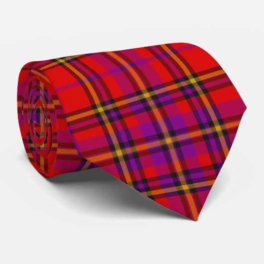 Scottish Red Lila Orange Tartan Kariert Pattern Krawatte (Gerollt)
