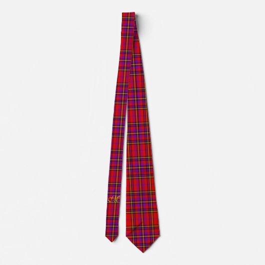 Scottish Red Lila Orange Tartan Kariert Pattern Krawatte (Rückseite)