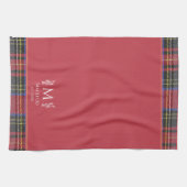 Scottish Red Tartan Custom Monogram Traditional Geschirrtuch (Horizontal)