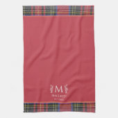 Scottish Red Tartan Custom Monogram Traditional Geschirrtuch (Vertikal)