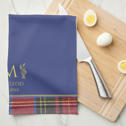 Scottish Red Tartan Customized Individuelle Name B Geschirrtuch (Viertel Falte)