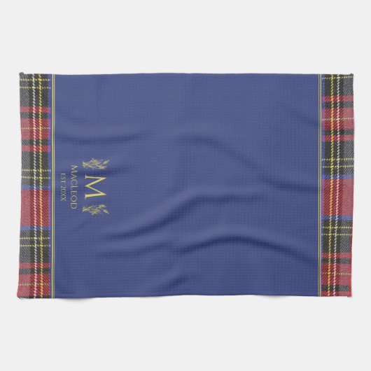 Scottish Red Tartan Customized Individuelle Name B Geschirrtuch (Horizontal)