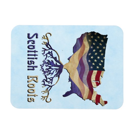 Scottish Roots, American Map Flexi Magnet (Horizontal)
