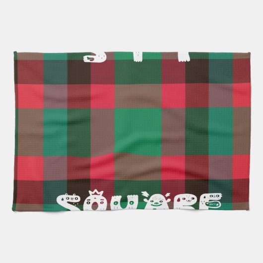 Scottish Royal Checkered Tartan Kariert mit Text Handtuch (Horizontal)