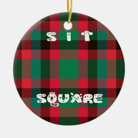 Scottish Royal Checkered Tartan Kariert mit Text Keramik Ornament (Vorne)