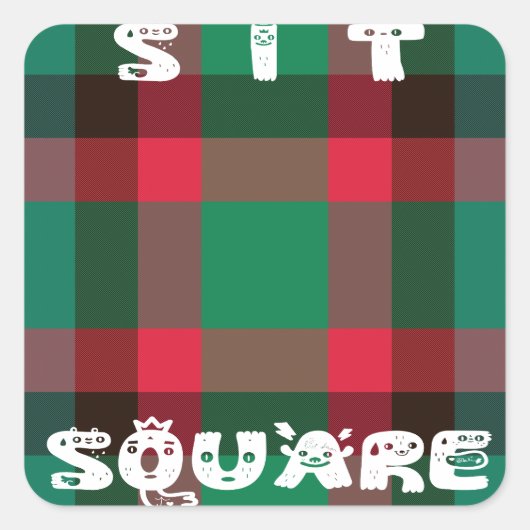 Scottish Royal Checkered Tartan Kariert mit Text Quadratischer Aufkleber (Vorderseite)