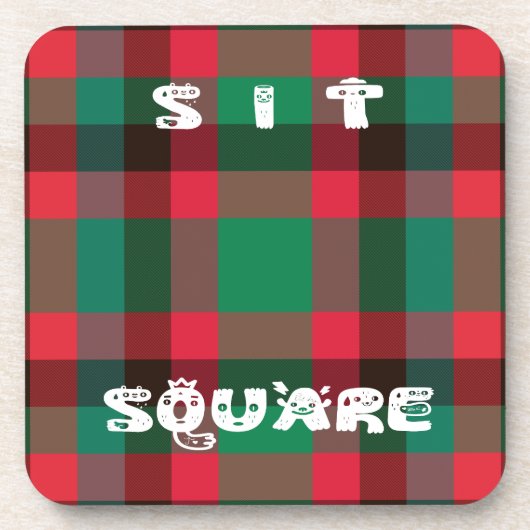 Scottish Royal Checkered Tartan Kariert mit Text Untersetzer (Vorderseite)