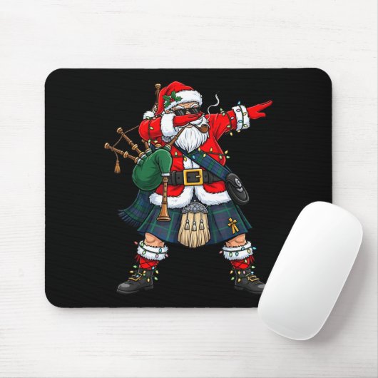 Scottish Santa Bagpes Dabbing Christmas Funny Holi Mousepad (Mit Mouse)