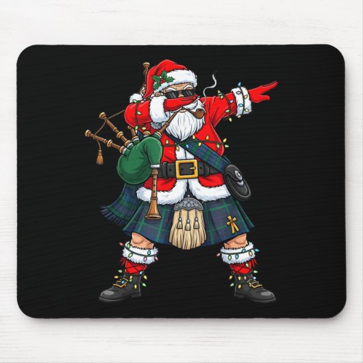 Scottish Santa Bagpes Dabbing Christmas Funny Holi Mousepad (Vorne)