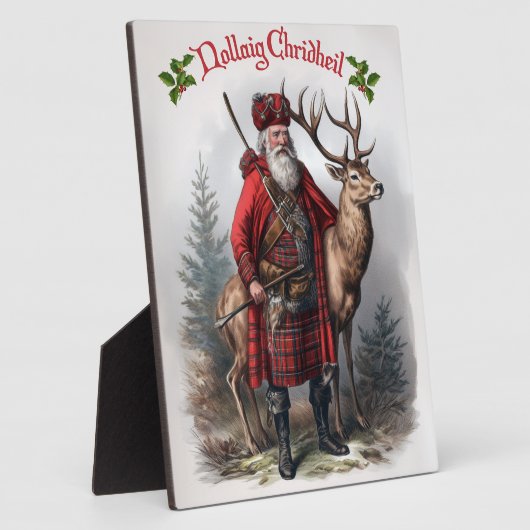 Scottish Santa mit Hirsch Fotoplatte (Seite)