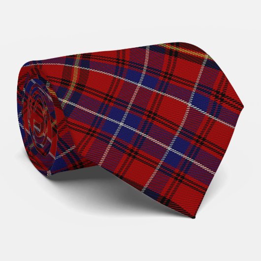 Scottish Stewart Clan Tartan Cobalt Blue & Initial Krawatte (Gerollt)