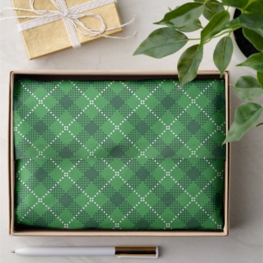 Scottish Style Green White Kariert Seidenpapier