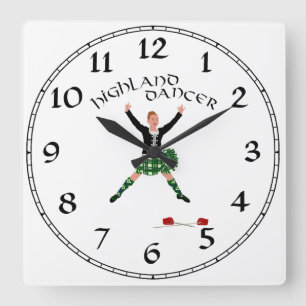 Scottish Sword Dancer - Ghillie Callum Quadratische Wanduhr
