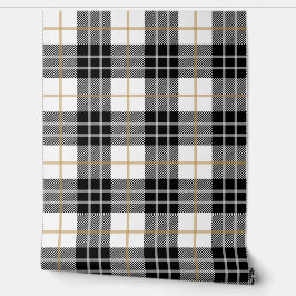 Scottish Tartan Black and White Kariert Tapete