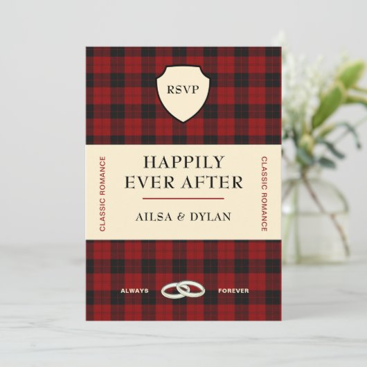SCOTTISH TARTAN BUCHDECKUNG | WEDING RSVP EINLADUNG (Stehend Vorderseite)