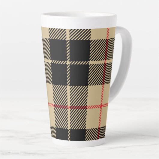 Scottish Tartan Checkered Kariert Pattern in Black Milchtasse (Rechte Ecke)