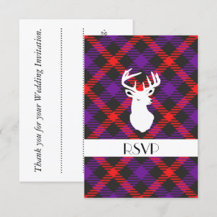 Scottish Tartan Clan bezahlte Lila Orange Gemuster Einladung