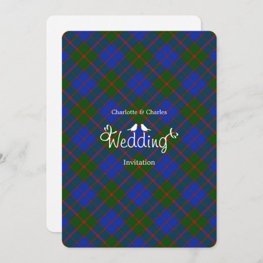 Scottish Tartan Clan Kariert Editable Wedding Einladung (Vorne/Hinten)