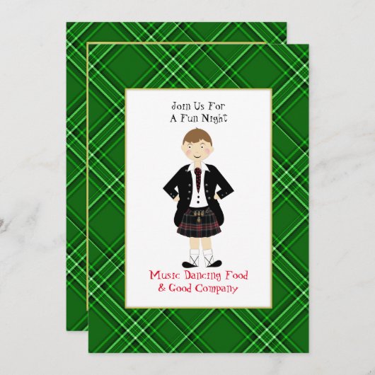 Scottish Tartan Clan Kariert Personalisiertes Part Einladung (Vorne/Hinten)