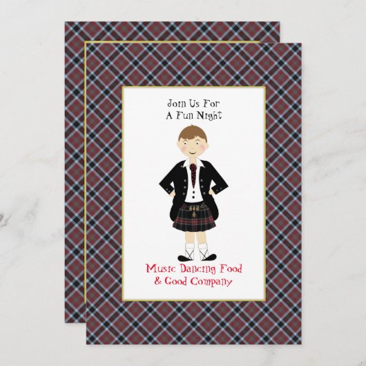 Scottish Tartan Clan Kariert Personalisiertes Part Einladung (Vorne/Hinten)