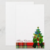 SCOTTISH TARTAN, GREEN BOW UND CHRISTMAS BAUM BRIEFPAPIER (Vorne/Hinten)