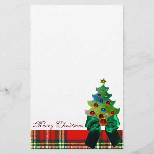 SCOTTISH TARTAN, GREEN BOW UND CHRISTMAS BAUM BRIEFPAPIER (Vorderseite)