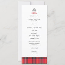 Scottish Tartan Kariert Celtic Knot Wedding Menu